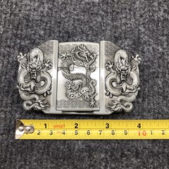 Antique Brushed Dragon Belt Buckle with Lighter, Stock in US