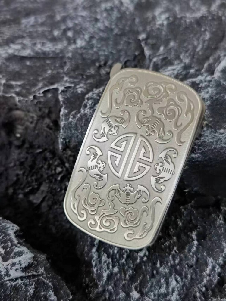 New Pure Titanium Men&rsquo;s Belt Pin Buckle Five Blessings Pattern Anti Allergic EDC