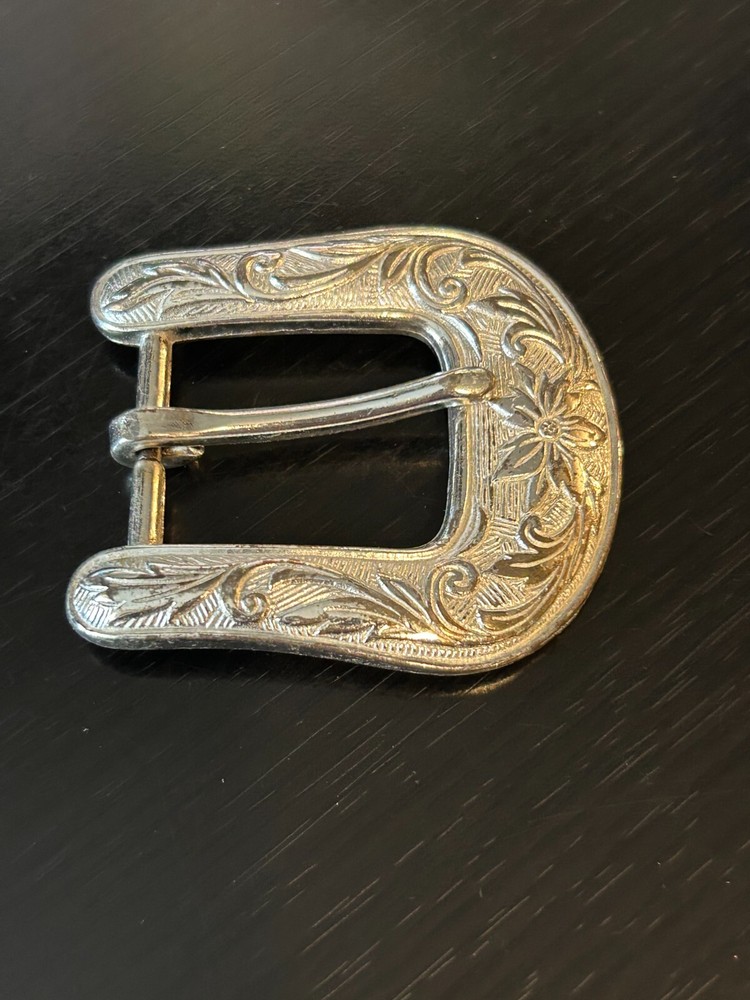 Vintage Collectible Frame Silver Tone Belt Buckle
