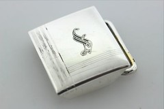 Antique Hickok Sterling Silver 925 Art Deco Belt Buckle with Black Enamel &lsquo;S&rsquo;