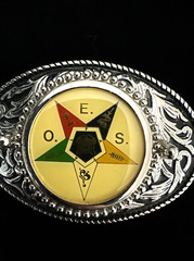 VTG Masonic Symbols O.E.S. Belt Buckle Silver Tone Freemason GAOTU Fraternal
