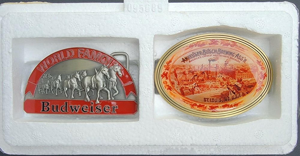 The Bradford Exchange Genuine Budweiser Belt Buckle Collectors Set – set of 2