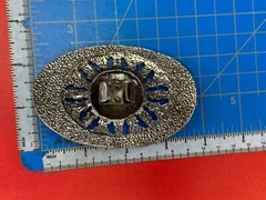 Lions Head Bust Raised Silver Tone See Through Vintage Oval Belt Buckle