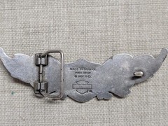 vintage Y2K belt buckle HARLEY DAVIDSON motorcycle STUDDED flames wings WESTERN