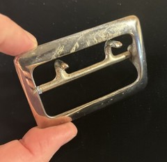 Vintage Solid Brass Chrome Plated 2.25” Double Prong Duty Belt Buckle USA #6