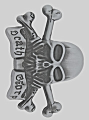 Skull Belt Buckles Gray Metal Vintage Skeleton Crossbones Pirate Halloween Party