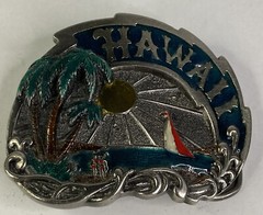 Vintage 1981 Great American Belt Co. “Hawaii #149” 3D Multi-Color Belt Buckle