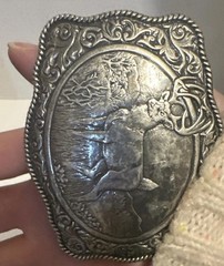 Crumrine Western Mens Silver Tone Belt Buckle Rectangle Buck Hunting Cowboy