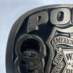 Metal Police Belt Buckle by Buckle Bakery 1988 #1654 Made in USA Serve & Protect