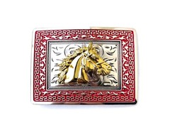Western Buckle Gold Silver Red Horse Head Cowboy Buckle Fit 2 » Hebilla Vaquero
