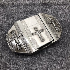 Antique Brushed In God we Trust Cross Belt Buckle with Lighter, Stock in US