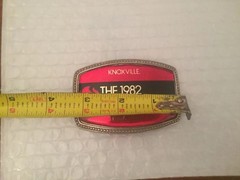 THE 1982 WORLDS FAIR – KNOXVILLE TENNESSEE BELT BUCKLE – red black gold