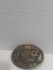 prinz extra beer belt buckle solid brass vintage rare great land great beer