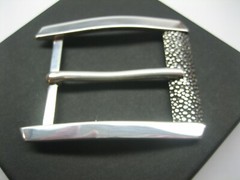 STERLING SILVER 925 BUCKLE WITH GENUINE LIZARD 1.5&Prime; BELT MADE IN U.S.A.