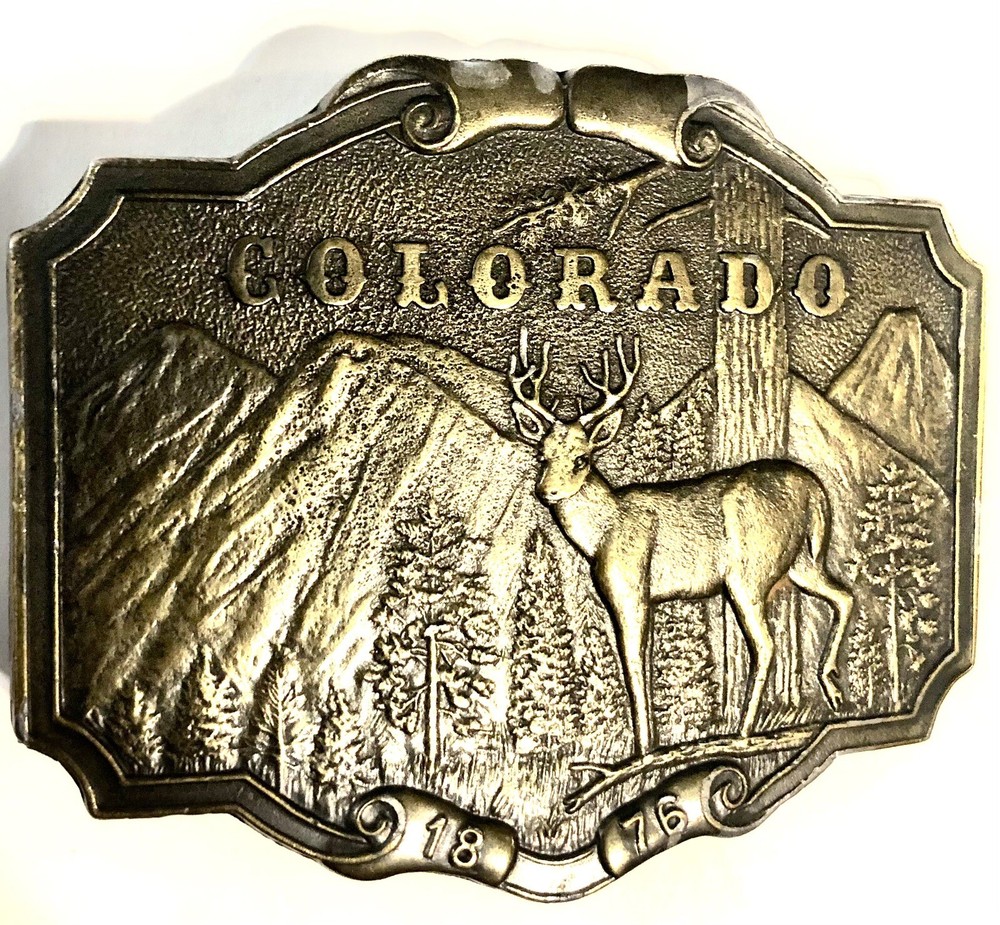 Wyoming Studio Art Works Deer Buck Stag James Lind Vintage Brass Belt Buckle