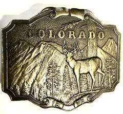 Wyoming Studio Art Works Deer Buck Stag James Lind Vintage Brass Belt Buckle