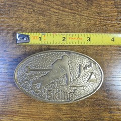 Vintage Baron Buckles Skiing Solid Brass Belt Buckle 1980&rsquo;s