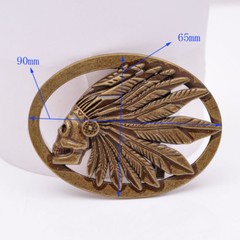Retro Bronze Cowboy Indian Chief Head Western Indian Metal Fashion Belt Buckle