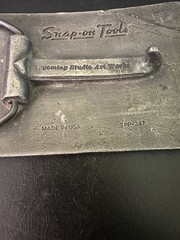 Vtg Snap-On Belt Buckle Pewter Metal Tool Wrenches #347 Wyoming Studio Art USA