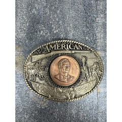 John Wayne American Western Cowboy Belt Buckle Solid Brass Vintage