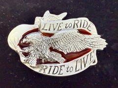 LIVE to RIDE, RIDE to LIVE Patriotic Eagle USA Motorcycle Bikers Belt Buckle