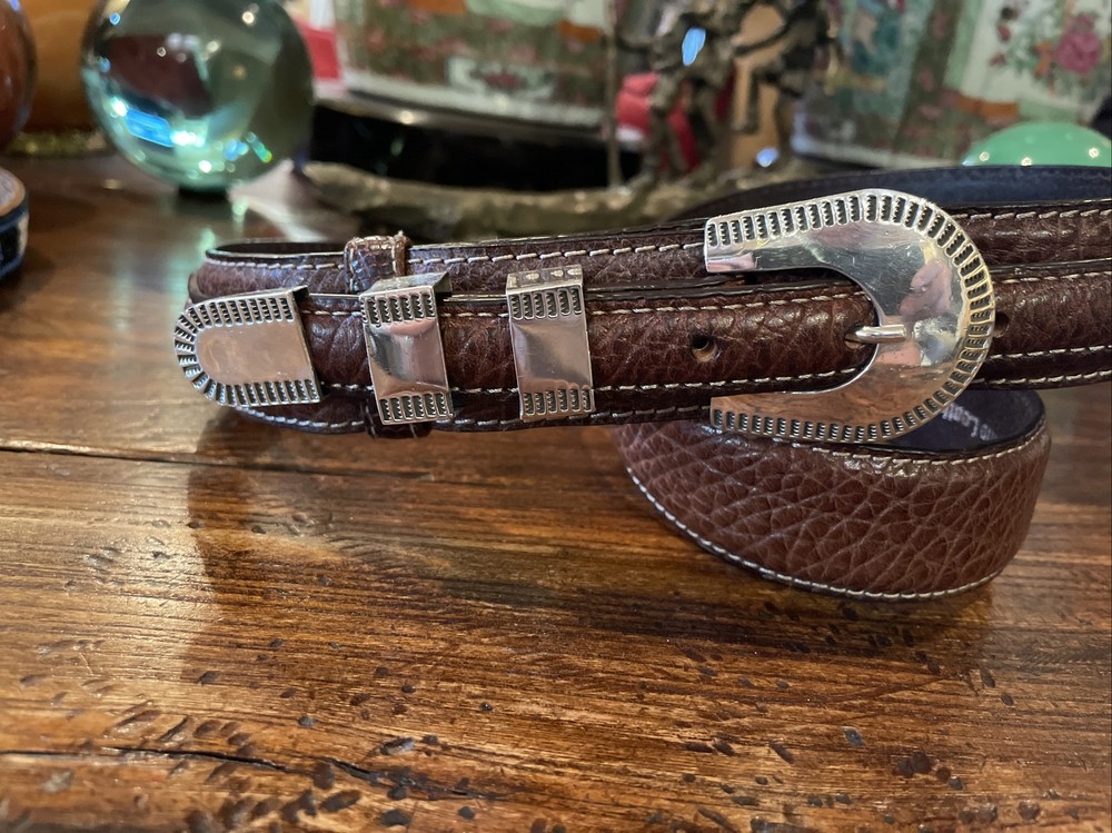 Navajo Carla Nunez James Reid Dgn Sterling Silver Belt Buckle 33-35”-1.3/8”🦬✅