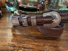 Navajo Carla Nunez James Reid Dgn Sterling Silver Belt Buckle 33-35”-1.3/8”🦬✅