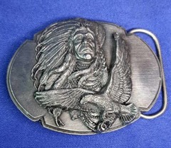 Vintage 1989 Native American Eagle Belt Buckle Siskiyou Belt Co KG CR17 Western