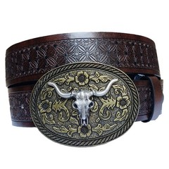 Wojgzon Western Cowboy Cowgirl Belt for Men Fit 31&Prime;-35&Prime; Waist, Dark Brown-a