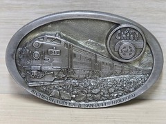 Vintage C&J INC. 1983 Belt Buckle Silver Tone 3.5&Prime; Oval Super Chief Santa Fe