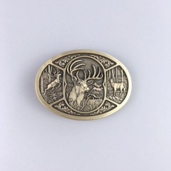 Vintage Bronze Western Wildlife Hunter Hunting Deer Belt Buckle