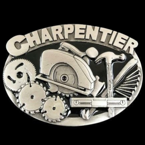 Charpentier French Carpenter Saw Hammer Tool Profession Belt Buckle