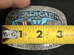 Vtg Tor Nordhus Belt Buckle North Cape Viking Ship Land Midnight Sun Norway &rsquo;91