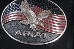 Ariat Western Oval Belt Buckle Eagle and America Flag A37067