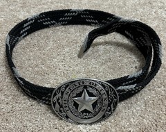 Men&rsquo;s Black And Grey Nylon Belt Silvertone State Of Texas Belt Buckle Western US