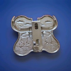 Longhorn Steer/Bull Clip On Belt Buckle Cactus Desert Landscape Silvertone