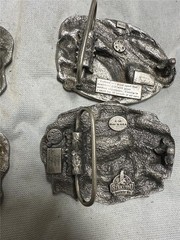 Five Vintage I&rsquo;d Rather Be Belt Buckles, Fishing, Duck Hunting, Deer Hunting,