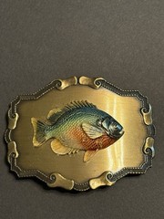 Vintage Bluegill Belt Buckle Fish Fisherman Fishing Panfish Outdoor 1970s Nice