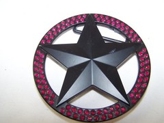 Black Pink Star Fashion Rhinestone Belt Buckle 41621A 3.25&Prime; Circle
