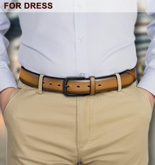 BULLIANT Men Belt-Leather Belt 7 Holes 38&Prime;-40&Prime;Waist Adjustable, Tawny4703
