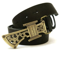 Runic Axe brass belt buckle, Medieval military weapon ax solid brass belt buckle