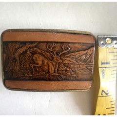 Century Canada Brown Leather Belt Buckle – Deer/Buck Vintage Tooled Stamped