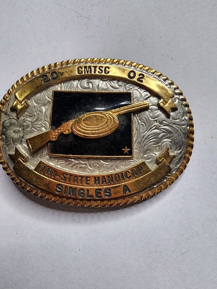 Vintage 2002 Cheyenne Trap And Shoot Club Champion Trophy Belt Buckle