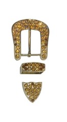 B.B. Simon Full Crystal Belt Buckle Swarovski Light Colorado Topaz Crystals