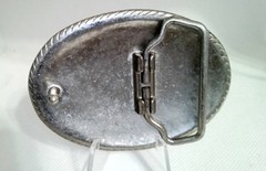 White Mosaic Inlay Oval Silver Tone Belt Buckle 3&Prime;