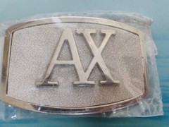 New Men&rsquo;s White Gold Tone AX Logo Belt Buckle Measurements 3.5&Prime; X 2.5&Prime;