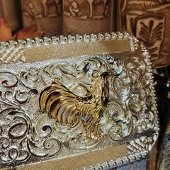 Rooster Cowboy Belt Buckle Western HebillaSilver & Rosetone 4×3.5 Inch