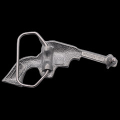 Cowboy Gun Six Shooter Revolver Pearl Grips Eastwood John Wayne Belt Buckle