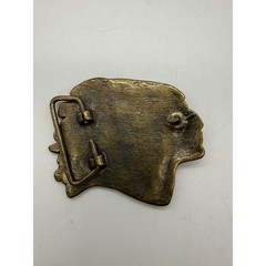 Vintage Native American Chief Heavy Belt Buckle Solid Brass Western Headdress