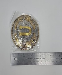 Metal Western Belt Buckle The Letter U – Gold/Chrome -Unisex Adult Alphabet 1 sz